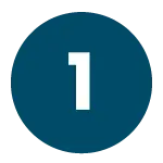 Navy colored circle with number 1 in center