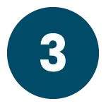 Navy colored circle with number 3 in center